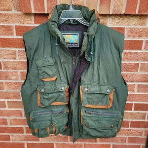 Stratojac Green Down Vest Jacket Men's Size Large Hunting/ Outdoor 5 Pockets